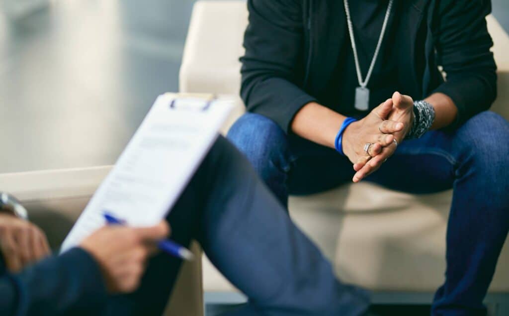 One-on-one session during cognitive behavioral therapy in San Diego.