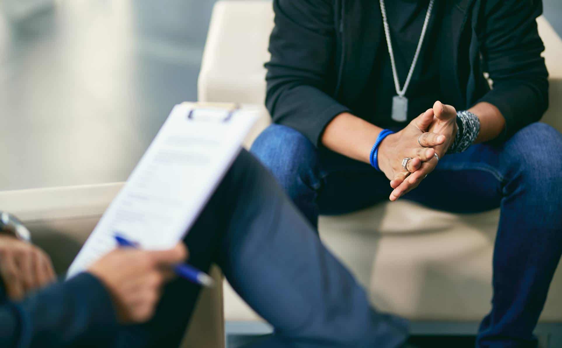 One-on-one session during cognitive behavioral therapy in San Diego.