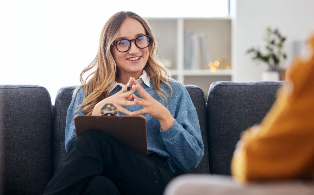 Therapist guiding a client through motivational interviewing in San Diego, CA.