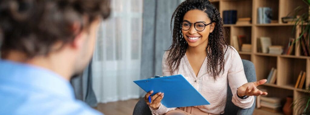 One-on-one therapy session for drug addiction treatment in San Diego, California.