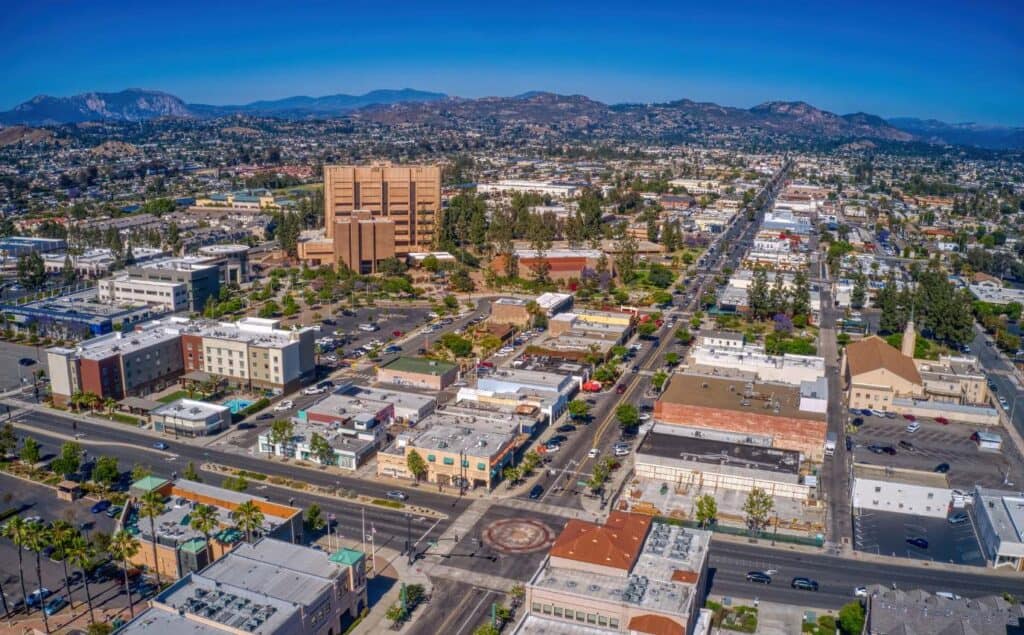 Aerial view of El Cajon near our drug rehab location.