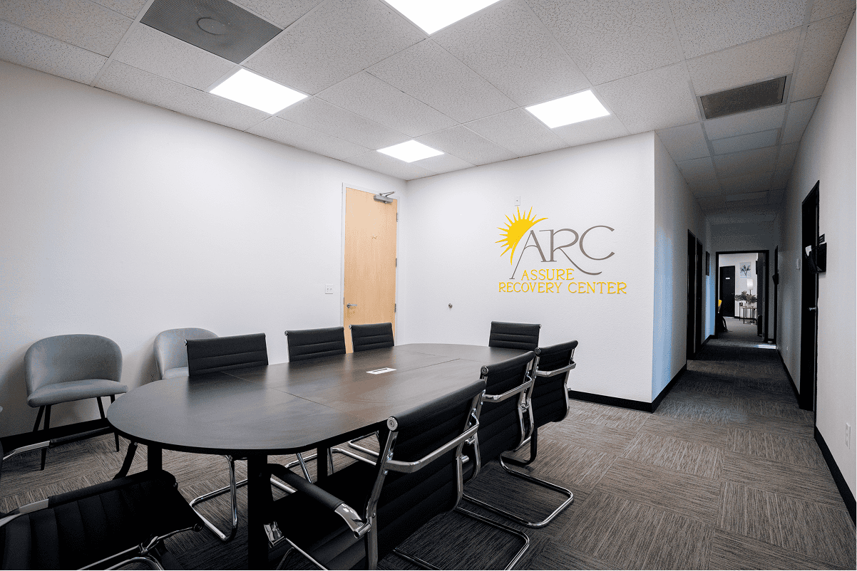 Conference room at Assure Recovery Center for addiction and mental health treatment.