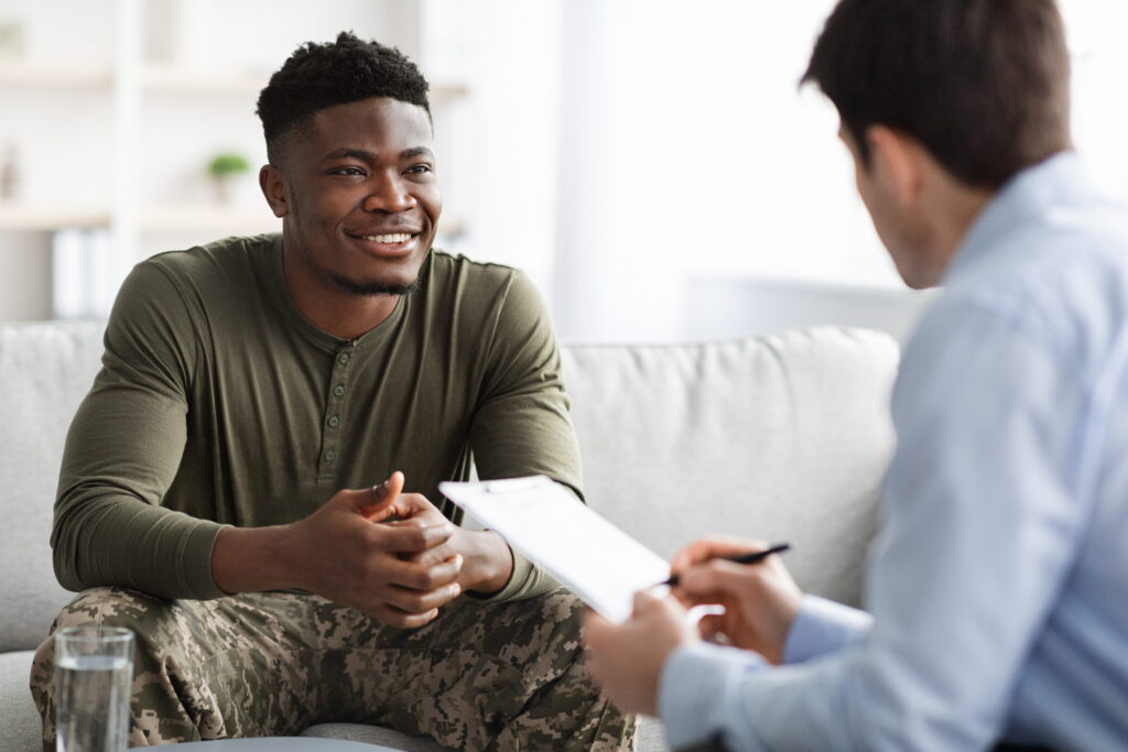 A veteran enjoys personalized individual treatment during rehab for veterans in San Diego.